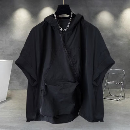Men's Summer Zipper Design Hooded Short-sleeved T-shirt