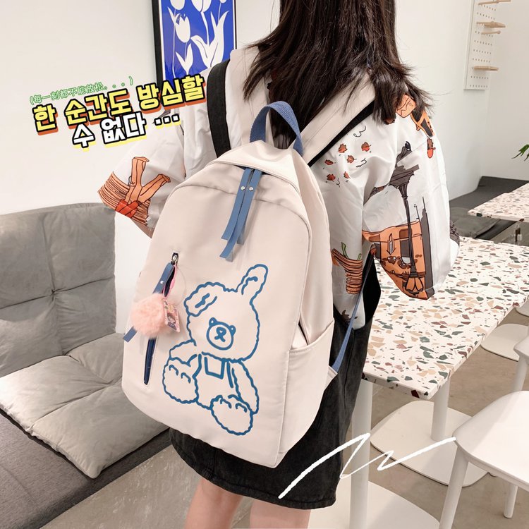 Cute And Cute Print Bear Soft Girl Student School Bag Personality Girl Backpack