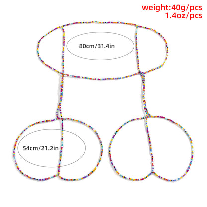 Rice Bead Elastic Waist Chain And Leg Chain One Chain