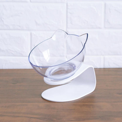 New Inclined Cat Food Bowl Cat Ear Oblique Mouth Transparent Single Pet Bowl