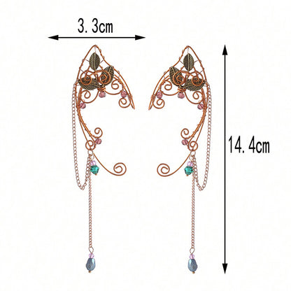 Long Tassel Non-piercing Ear Clip Elf Earrings Ear Hanging Women