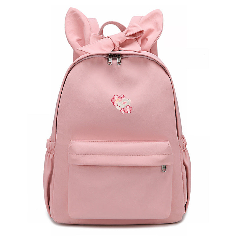 Japanese Shiba Lnu Backpack Girl Bow Cute Cute Cherry Blossom Embroidery Student School Bag