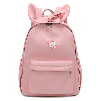 Japanese Shiba Lnu Backpack Girl Bow Cute Cute Cherry Blossom Embroidery Student School Bag