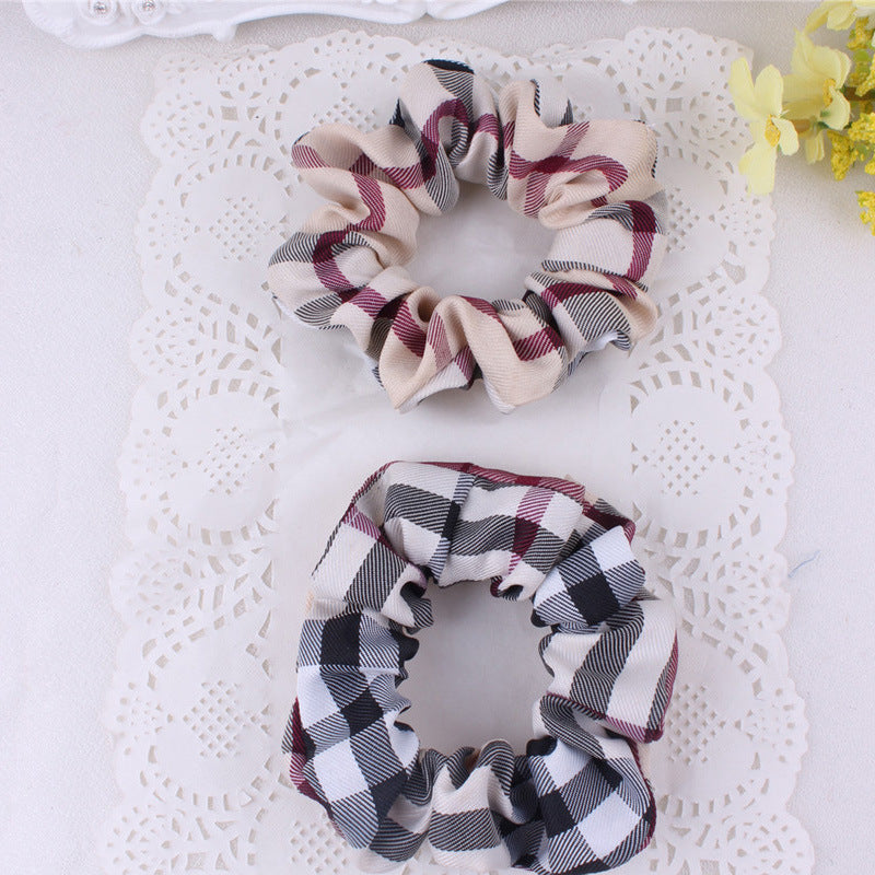 Plaid Fabric Thick Hair Band Updo Head Rope Headdress