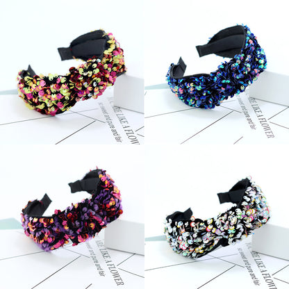 Hair Color Super Glitter Cross Knot Headband