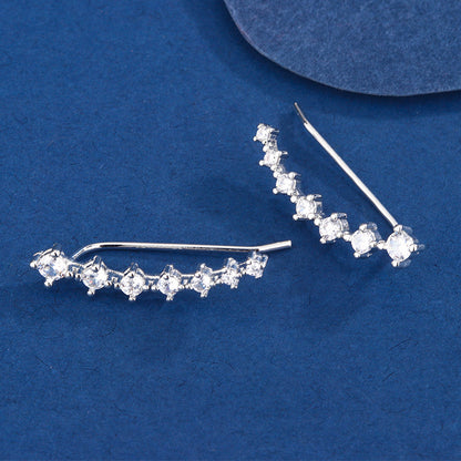New Zircon Earrings Women's Light Luxury Earrings Niche Design Advanced Ear Clip