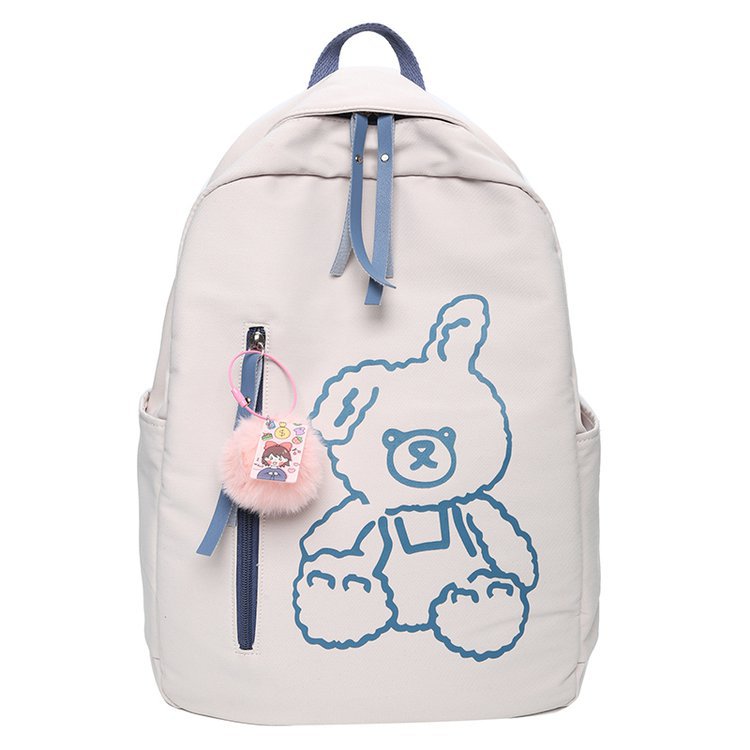 Cute And Cute Print Bear Soft Girl Student School Bag Personality Girl Backpack