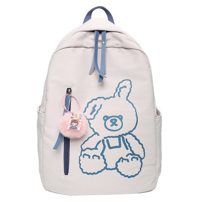 Cute And Cute Print Bear Soft Girl Student School Bag Personality Girl Backpack