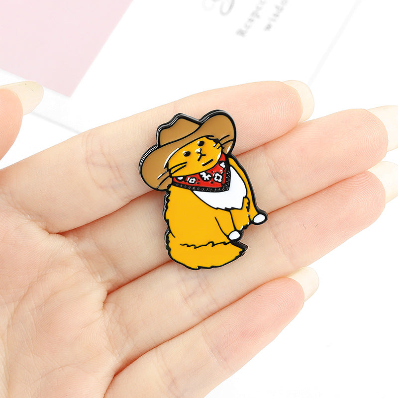 Western Cowboy Cat Shaped Alloy Brooch Alloy Brooch