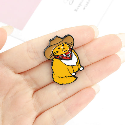 Western Cowboy Cat Shaped Alloy Brooch Alloy Brooch