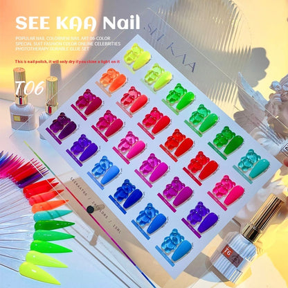 Fluorescent White Transparent Nude UV Polish Nail Set