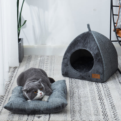 Triangle Cat Nest Closed Warm Thickened Pet Bed