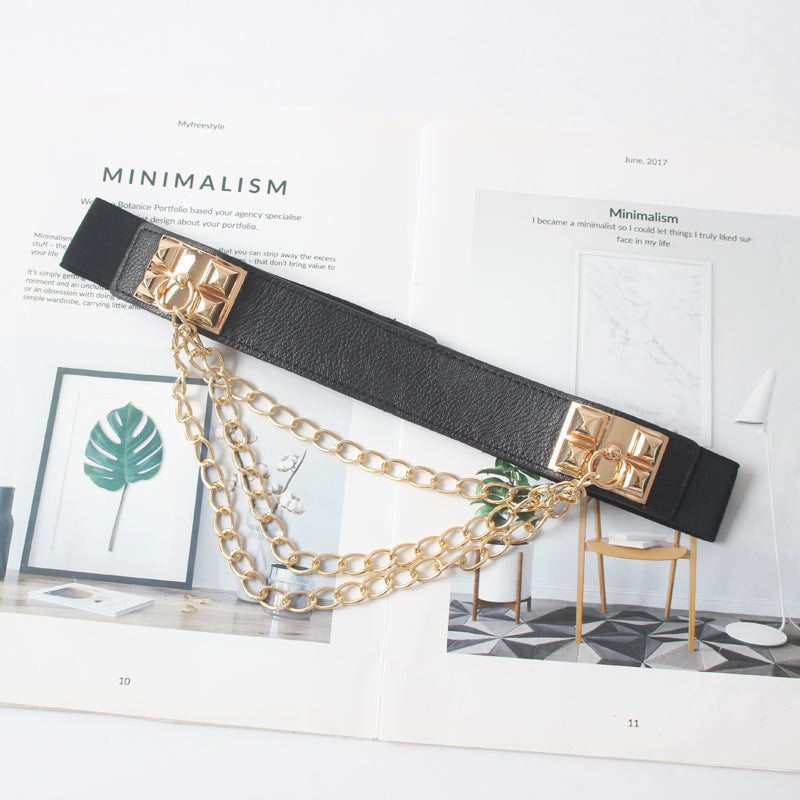 Black Multilayer Iron Chain Belt Belt Waist Belt Waist Chain Girdle
