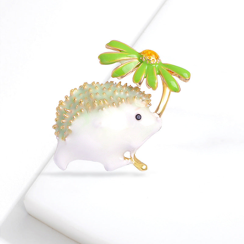 Brooch cute cartoon little hedgehog brooch silk scarf all-match new brooch