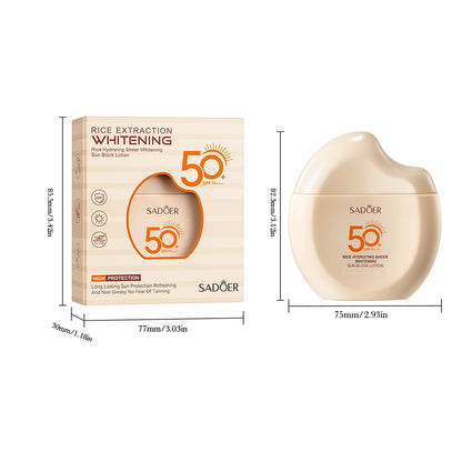 SADOER Rice Moisturizing Transparent Whitening Sunscreen Lotion SPF50 PA 60g