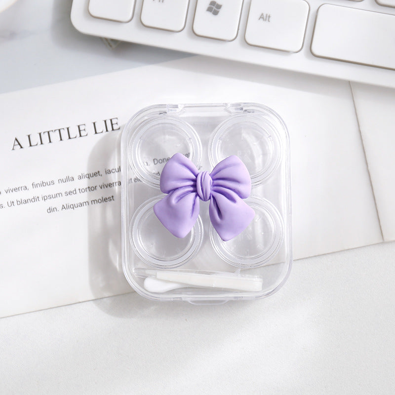 Cute Bow Transparent Contact Lens Case Cartoon Portable