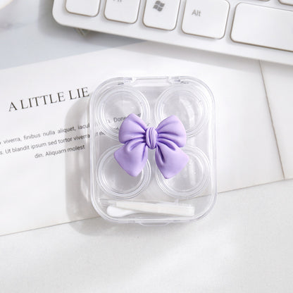 Cute Bow Transparent Contact Lens Case Cartoon Portable