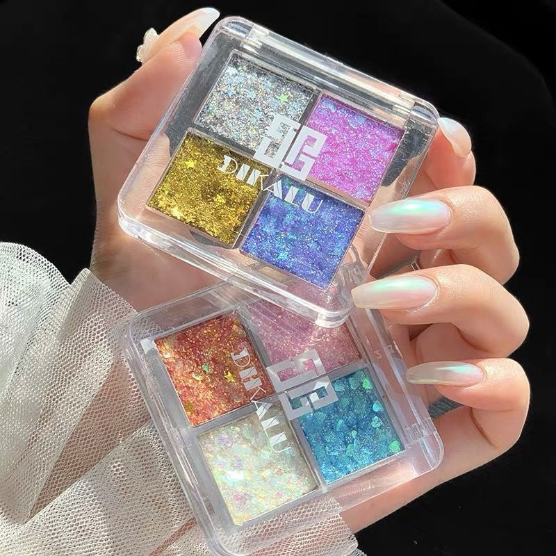 Women's Four-color Sequins Watch Show Makeup Super Flash Glue-free Eye Shadow