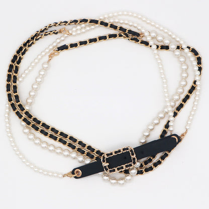 Pearl Chain, Drawstring Waist Chain, Women's Dress Accessories