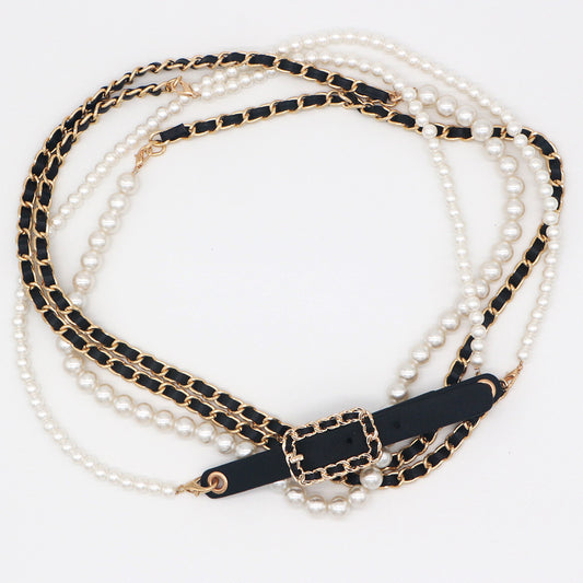 Pearl Chain, Drawstring Waist Chain, Women's Dress Accessories