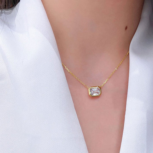 Rectangular Moissanite Necklace For Women