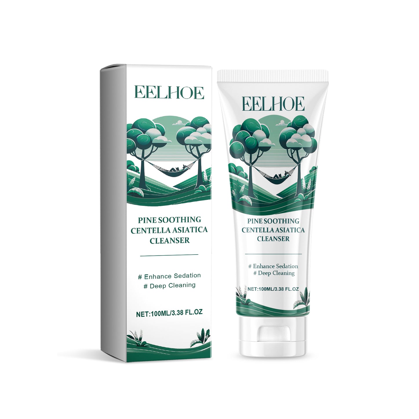 EELHOE Pine Soothing Centella Asiatica Cleanser, Deep Clear Pores Soft Moisturizing Skin Moisturizing Non-Tight Cleanser
