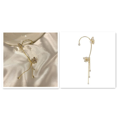 Butterfly Tassel Ear Clip Long Female Non-piercing Earrings