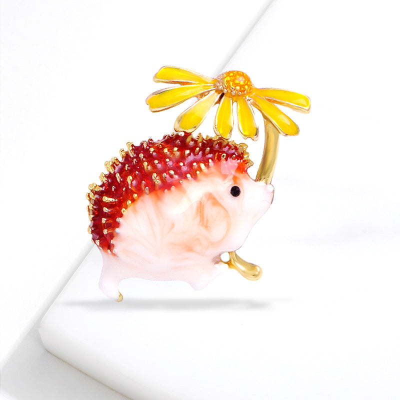 Brooch cute cartoon little hedgehog brooch silk scarf all-match new brooch
