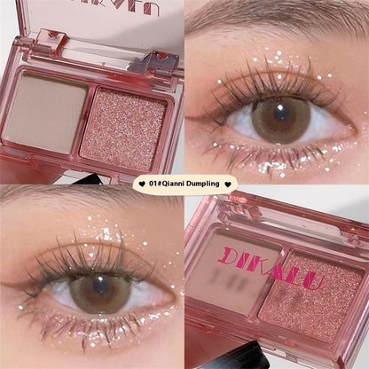 DIKALU Cool Two-tone Eye Shadow Plate Pink And Black Matte Shimmer Sweet And Spicy Punk