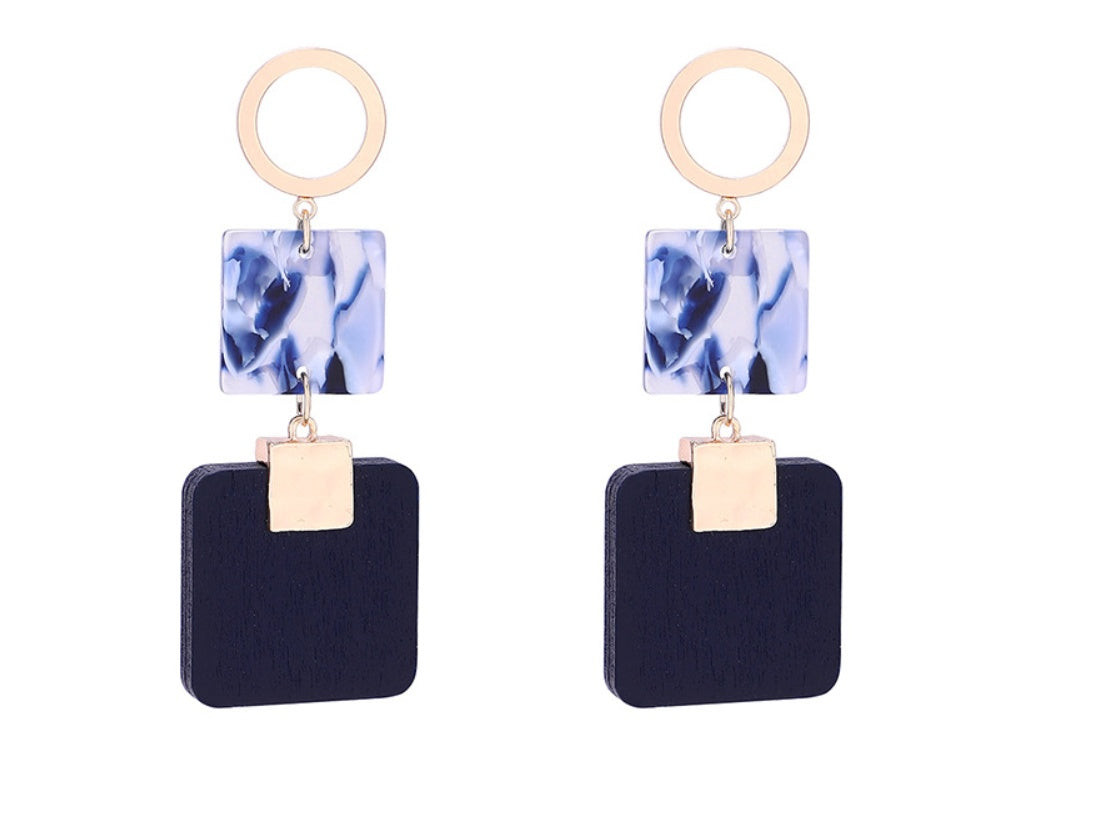 Leopard Earrings Square Wood Earrings