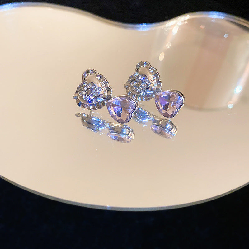 Women's Fashion Heart-shaped Zircon Ear Clip Earrings