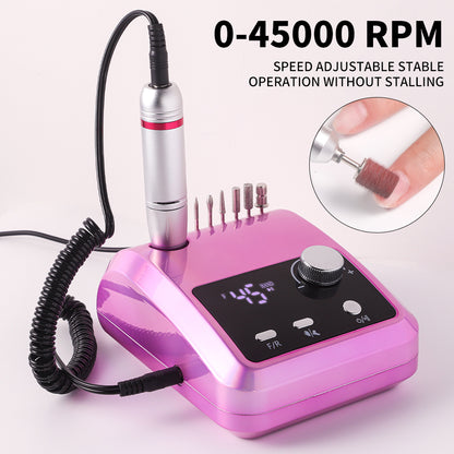 Electric Nail Drill Professional - 45000 RPM Nail File Kit Machine With LCD Display, Hand & Foot Control Low Noise For Acrylic, Gel Nails, Manicure & Pedicure - Salon & Home Use