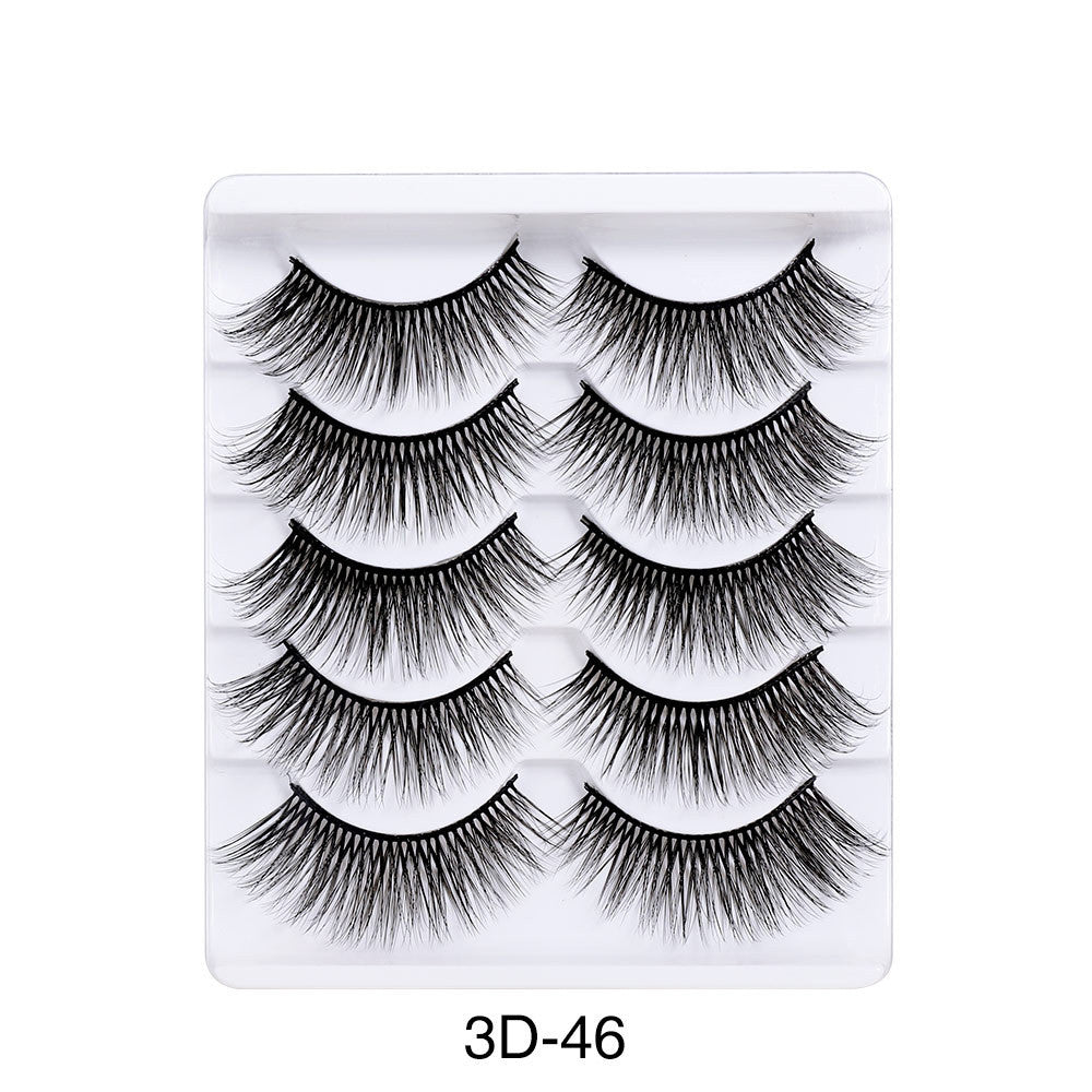 5 Pairs Of Natural Curly And Dense Three-dimensional Simulation 3D False Eyelashes
