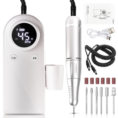 45000RPM Professional Nail Drills Kit With 6 Drill Bits, Portable Electric Nail Drill For Acrylic Nails Gel Polishing Removing, Rechargeable Nail File Machine For Manicure Pedicure Salon Home