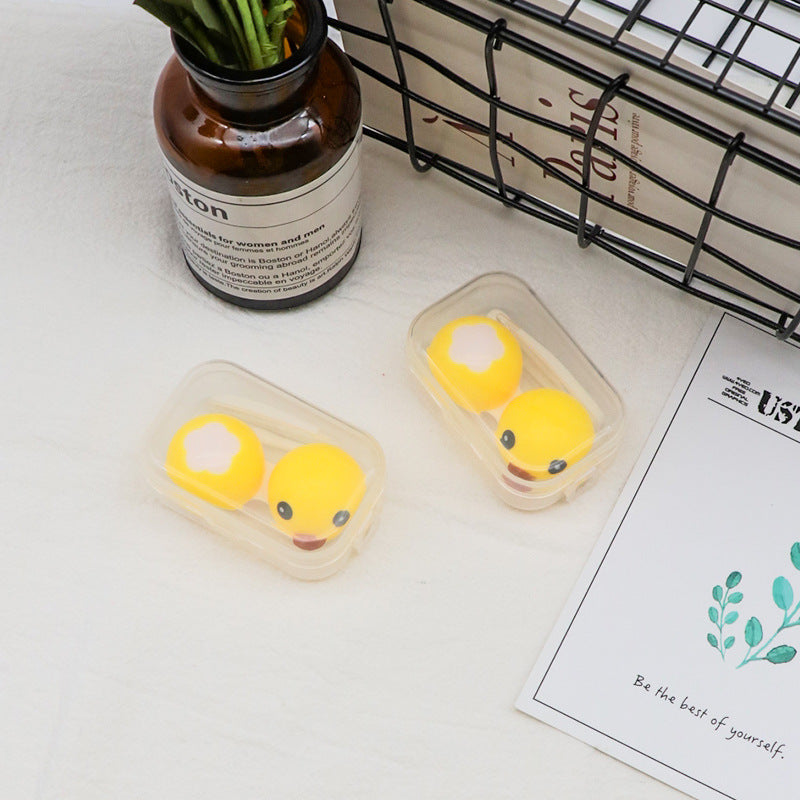 Portable Contact Lens Case Color Double Care Little Yellow Duck