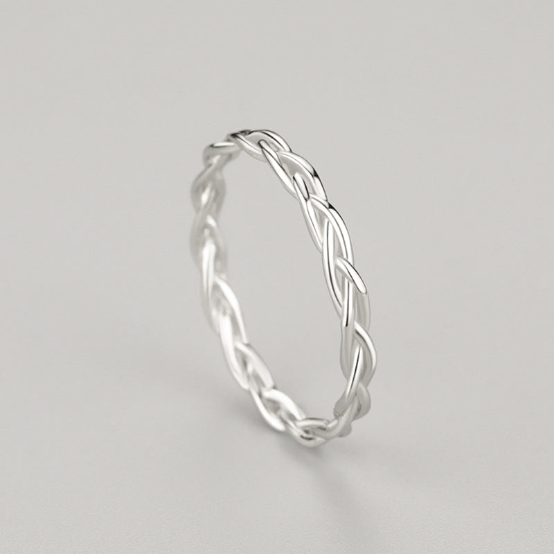 S925 Sterling Silver Exquisite Curved Cross Braid Ring