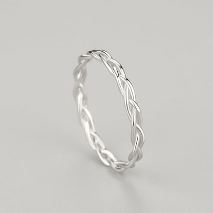 S925 Sterling Silver Exquisite Curved Cross Braid Ring