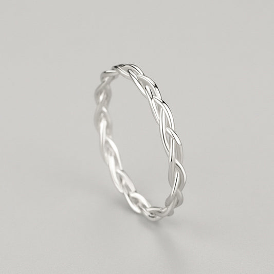 S925 Sterling Silver Exquisite Curved Cross Braid Ring
