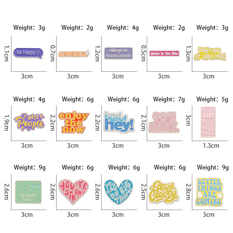 Simple Colorful Metal Pin Accessory Brooch