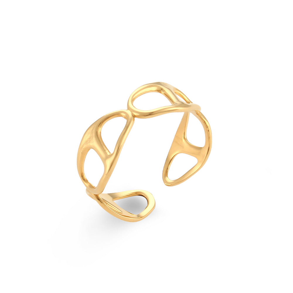 Stainless Steel Plated 18K Gold Finger Ring Jewelry For Women