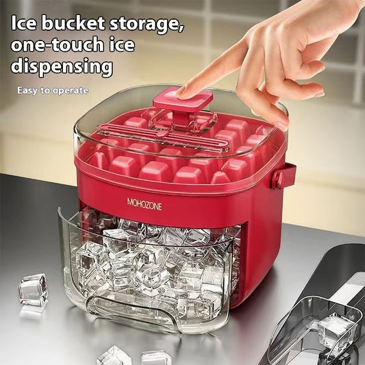 Press-type Convenient Outdoor Portable Ice Tray Large Capacity Ice Bucket 48 Extra-Large Ice Maker Food Grade Plastic Storage Tray Essential Kitchen Gadget