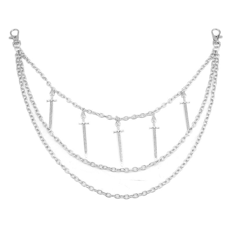 Bearing Sword Pendant Waist Chain Layered Retro Chain