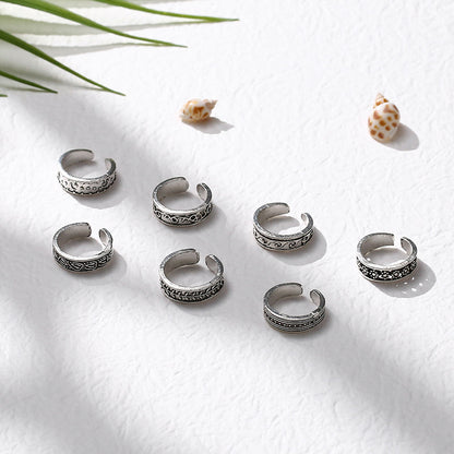 Retro Hollow-out Petals Opening Adjustable Toe Ring Women