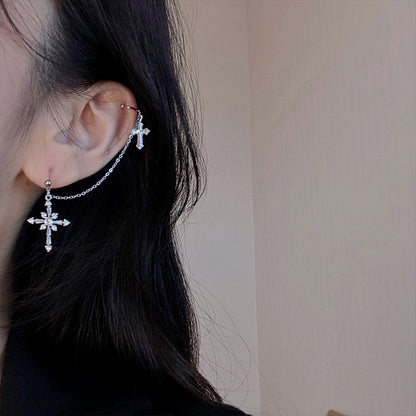 Retro Niche High-end Cross Earrings Ear Bone Clip