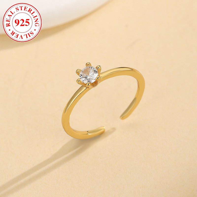 S925 Sterling Silver Inlaid Zircon Women's Opening Adjustable Toe Ring