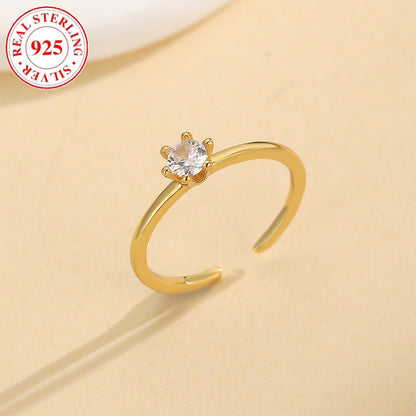 S925 Sterling Silver Inlaid Zircon Women's Opening Adjustable Toe Ring