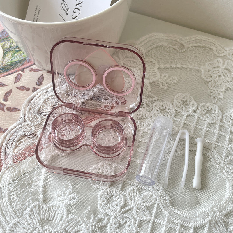 Transparent Contact Lens Case Mini And Simple One-piece Couple Box