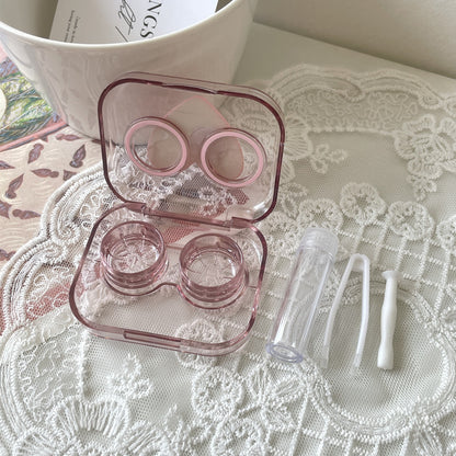 Transparent Contact Lens Case Mini And Simple One-piece Couple Box