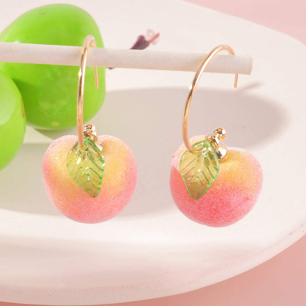 Peach Earrings Long Earrings Girls Big Earrings Ear Clips