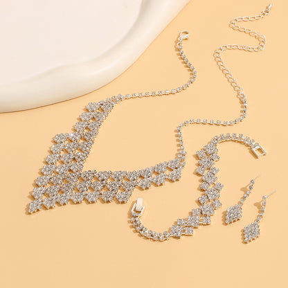 Diamond-shaped Jewelry Necklace Bracelet Earrings For Women